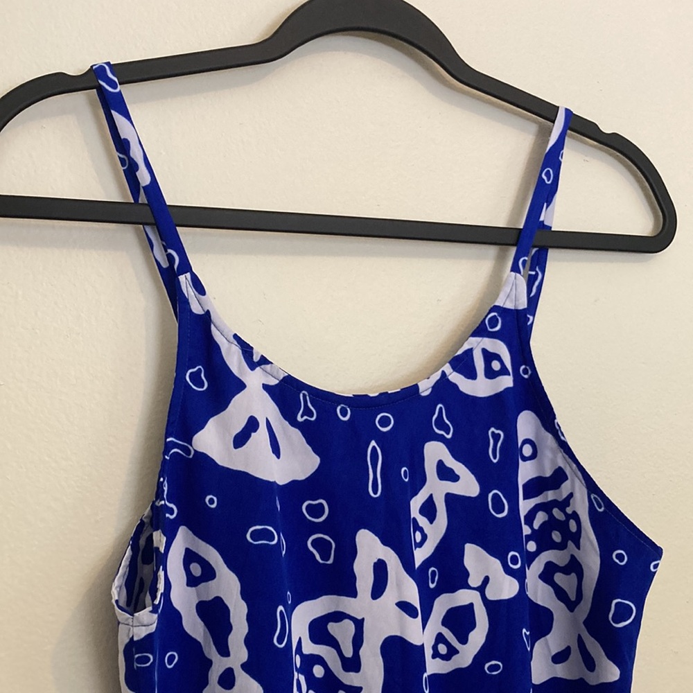 VTG Fish Sundress Slip Dress Blue Tropical Sleeveless 90s Y2K Printed Beach Top - Picture 3 of 9